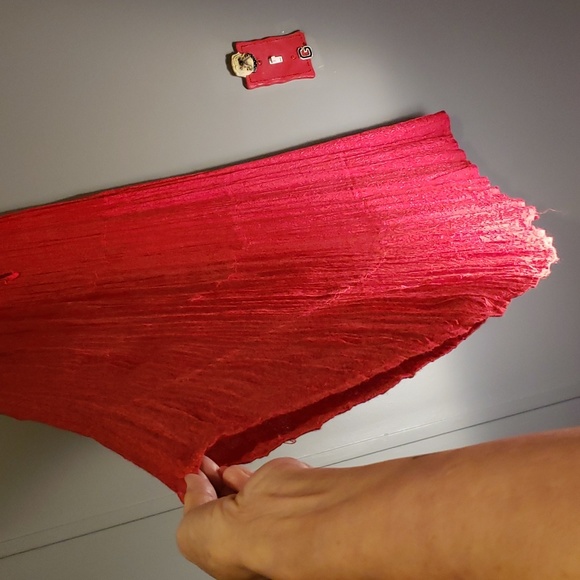 Krishna Elastic Drawstring Red Paisley Boho Skirt Lovely Dancing In! - Picture 5 of 8